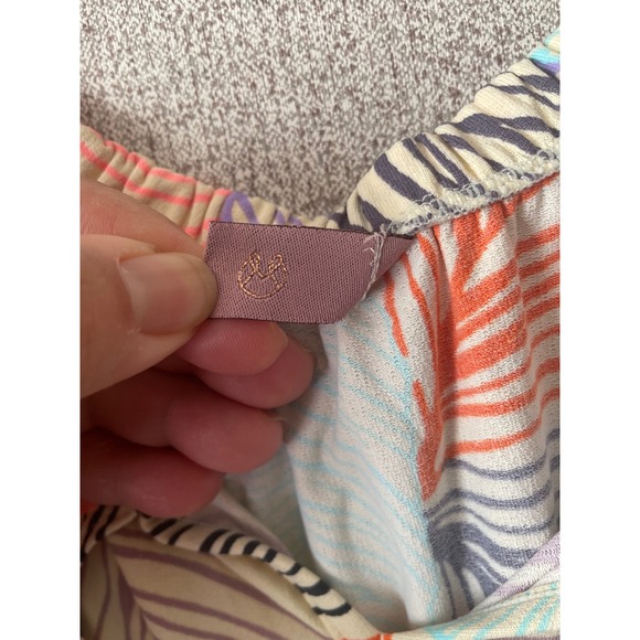 Maaji Colorful Leaf Print Dress Ruffle Flutter Sleeves Vacation Casual Cute - Picture 9 of 9